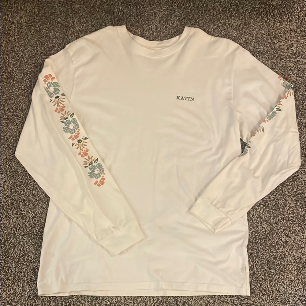 Katin White Long Sleeve Tee with Floral Accents